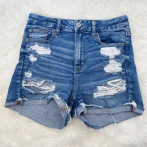 American Eagle Distressed Curvy Hi-Rise Shortie Shorts Size 4